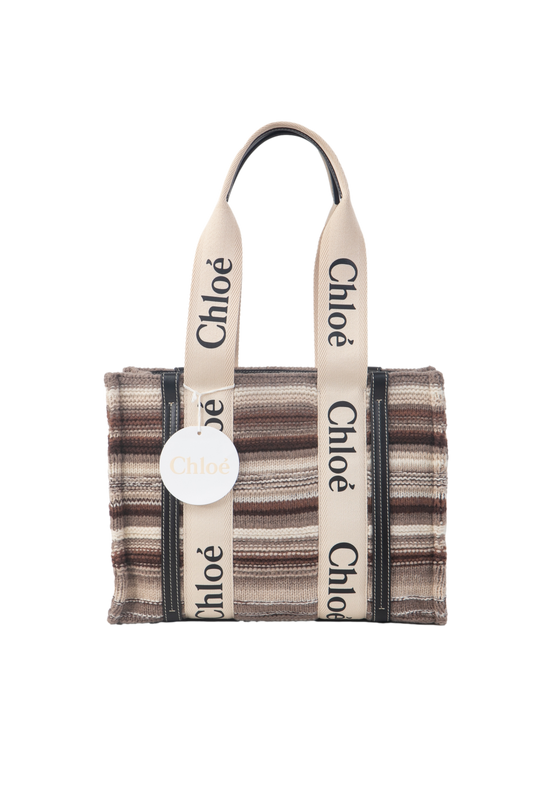 CHLOE WOODY TOTE MEDIUM TWEED BROWN