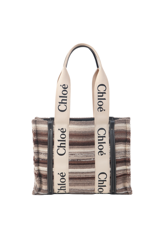 CHLOE WOODY TOTE MEDIUM TWEED BROWN