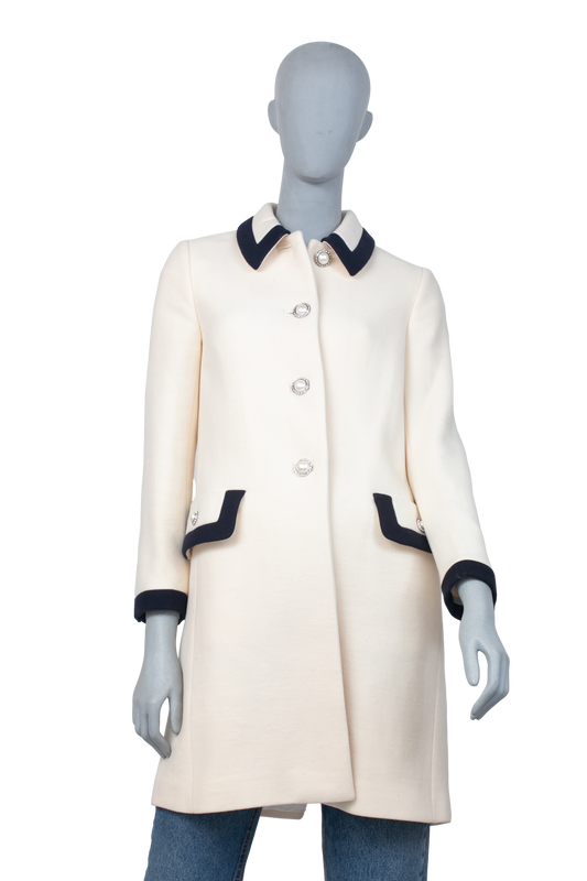 MIU MIU LONG COAT WITH BUTTONS CREAM