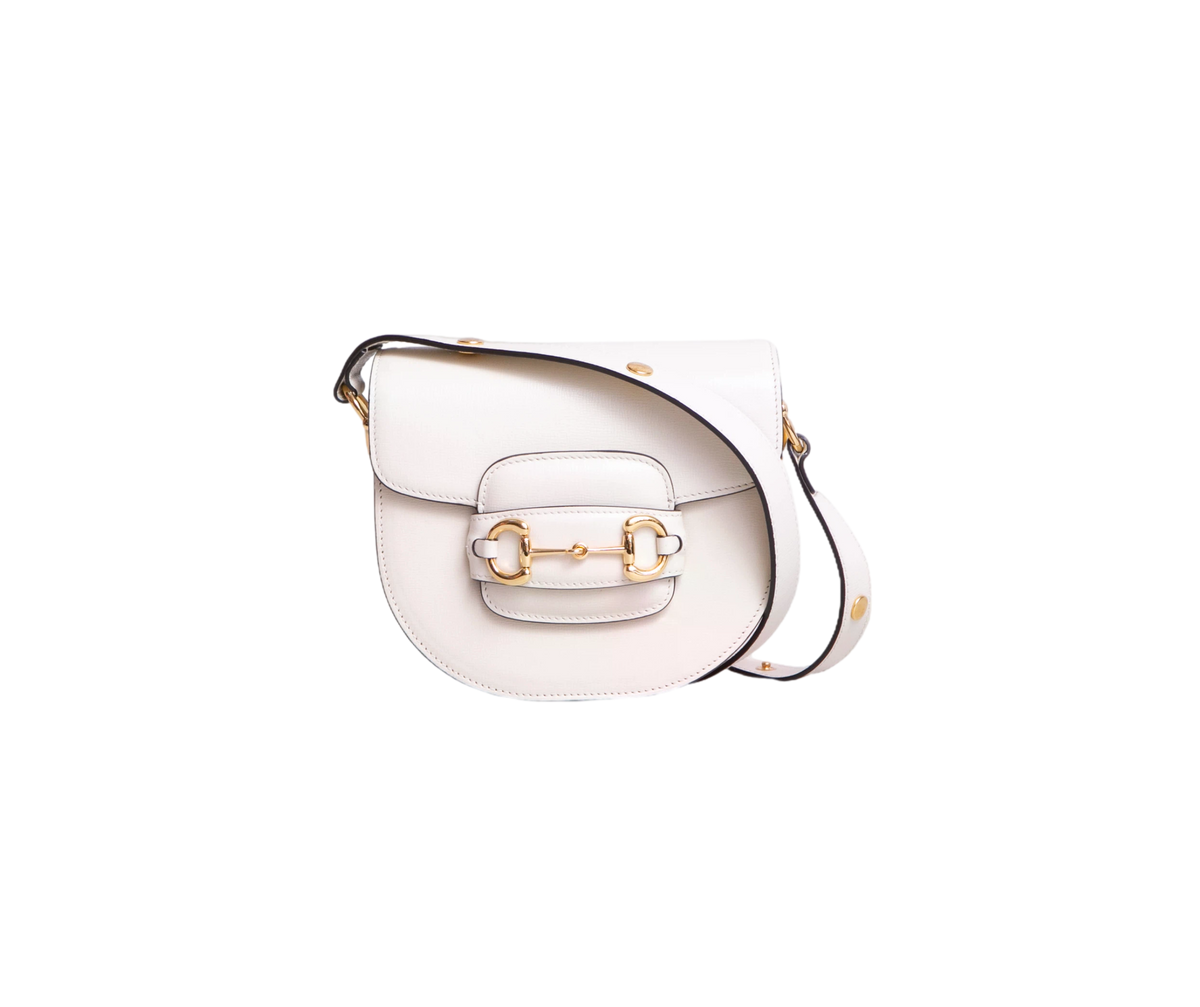 GUCCI MINI HORSEBIT 1955 ROUNDED SHOULDER BAG LEATHER OFF-WHITE