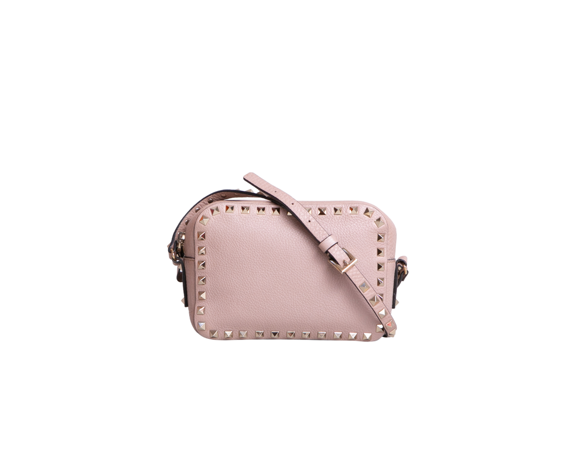 VALENTINO ROCKSTUD CAMERA BAG LEATHER NUDE