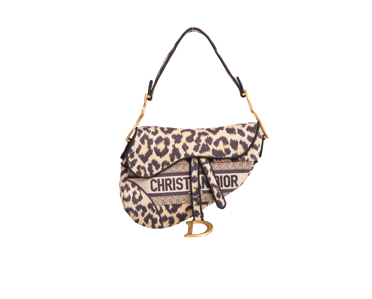 DIOR SADDLE LEOPARD PRINT MIZZA EMBROIDERED MEDIUM