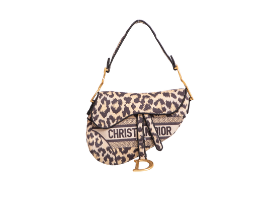DIOR SADDLE LEOPARD PRINT MIZZA EMBROIDERED MEDIUM
