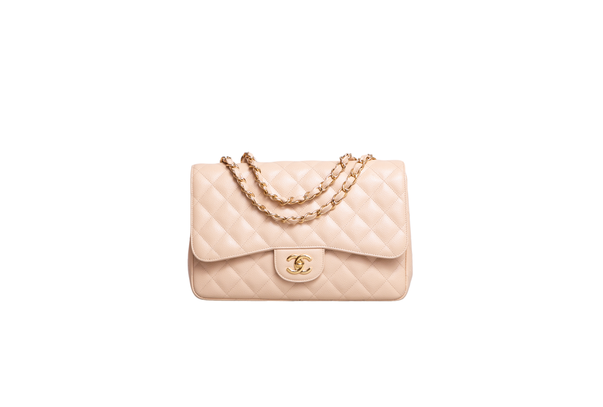 CHANEL CLASSIC FLAP JUMBO CAVIAR BEIGE