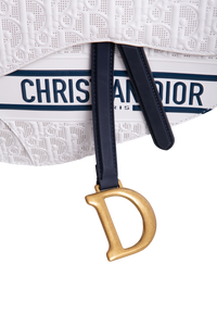 DIOR SADDLE PERFORATED OBLIQUE EMBOSSED CALFSKIN WHITE/NAVY