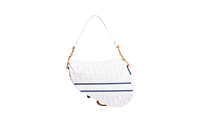 DIOR SADDLE PERFORATED OBLIQUE EMBOSSED CALFSKIN WHITE/NAVY
