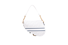 DIOR SADDLE PERFORATED OBLIQUE EMBOSSED CALFSKIN WHITE/NAVY