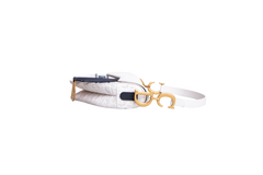 DIOR SADDLE PERFORATED OBLIQUE EMBOSSED CALFSKIN WHITE/NAVY
