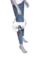 DIOR SADDLE PERFORATED OBLIQUE EMBOSSED CALFSKIN WHITE/NAVY
