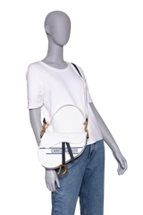 DIOR SADDLE PERFORATED OBLIQUE EMBOSSED CALFSKIN WHITE/NAVY