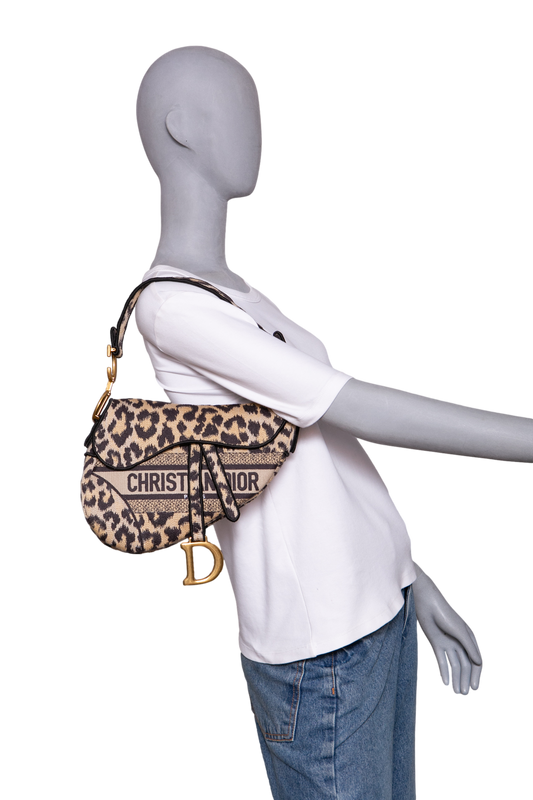 DIOR SADDLE LEOPARD PRINT MIZZA EMBROIDERED MEDIUM