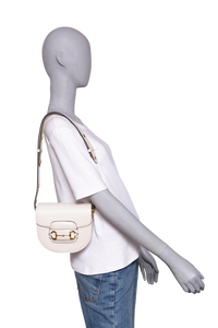 GUCCI MINI HORSEBIT 1955 ROUNDED SHOULDER BAG LEATHER OFF-WHITE