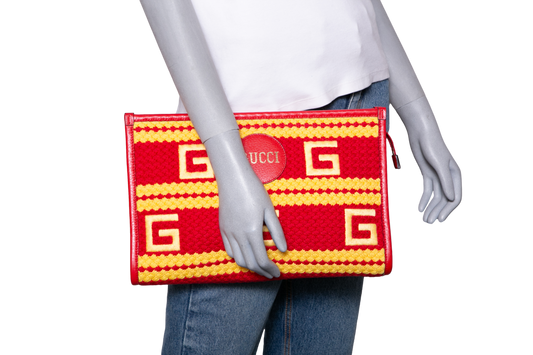 GUCCI POCHETTE PALM DESERT EL PASEO CROCHET RED/YELLOW