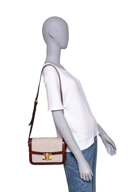 CELINE TRIOMPHE MEDIUM CANVAS WITH SNAKESKIN BROWN
