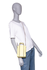 VALENTINO ROCKSTUD MINI TOTE BAG IN GRAINED LEATHER YELLOW LIME