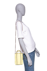 VALENTINO ROCKSTUD MINI TOTE BAG IN GRAINED LEATHER YELLOW LIME