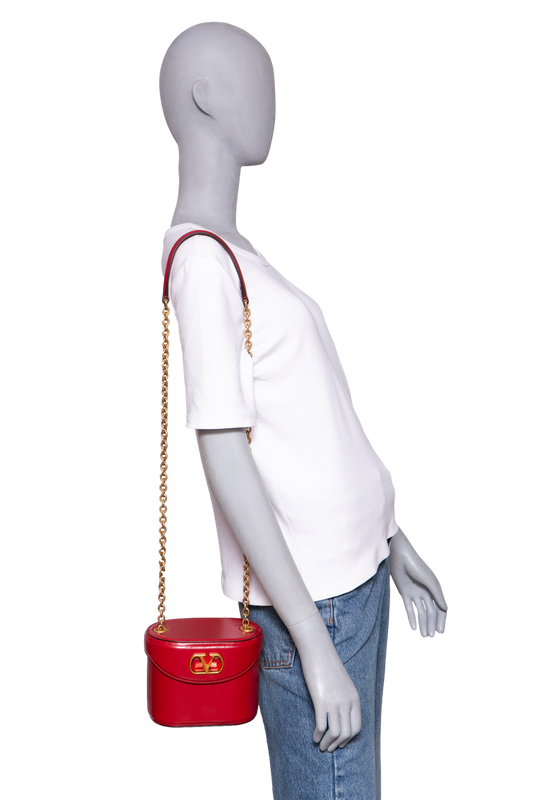 VALENTINO VAIN VANITY SHINY CALFSKIN RED