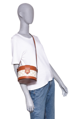 CELINE MEDIUM TAMBOUR BAG WHITE TRIOMPHE CANVAS BROWN