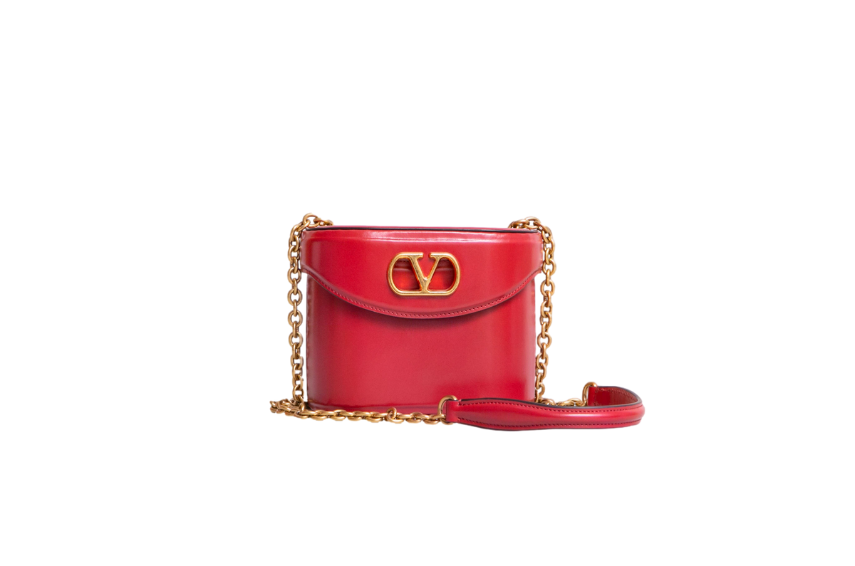 VALENTINO VAIN VANITY SHINY CALFSKIN RED