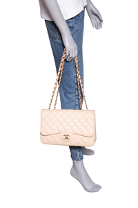 CHANEL CLASSIC FLAP JUMBO CAVIAR BEIGE