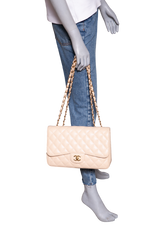 CHANEL CLASSIC FLAP JUMBO CAVIAR BEIGE