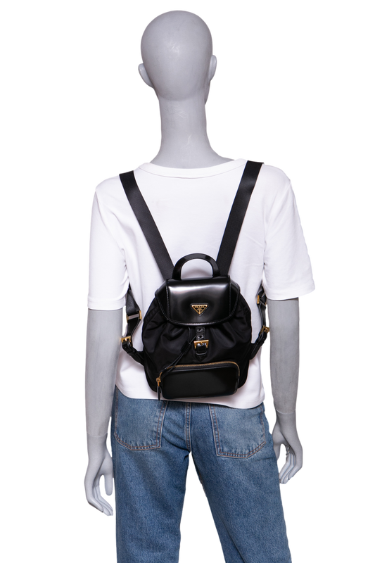 PRADA BACKPACK RE-NYLON BRUSHED SMALL BLACK