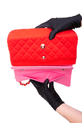 CHANEL CLASSIC FLAP BAG MEDIUM QUILTED COTTON FABRIC RED