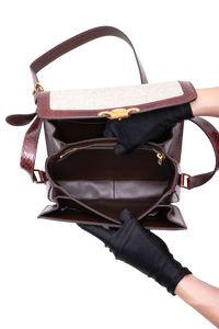 CELINE TRIOMPHE MEDIUM CANVAS WITH SNAKESKIN BROWN