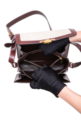 CELINE TRIOMPHE MEDIUM CANVAS WITH SNAKESKIN BROWN