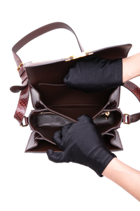 CELINE TRIOMPHE MEDIUM CANVAS WITH SNAKESKIN BROWN