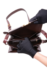 CELINE TRIOMPHE MEDIUM CANVAS WITH SNAKESKIN BROWN