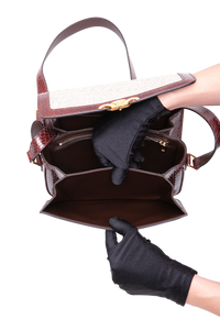 CELINE TRIOMPHE MEDIUM CANVAS WITH SNAKESKIN BROWN