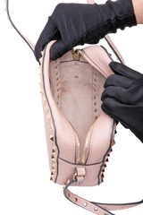 VALENTINO ROCKSTUD CAMERA BAG LEATHER NUDE