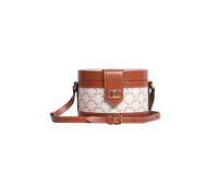 CELINE MEDIUM TAMBOUR BAG WHITE TRIOMPHE CANVAS BROWN