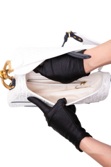 DIOR SADDLE PERFORATED OBLIQUE EMBOSSED CALFSKIN WHITE/NAVY
