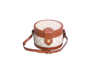 CELINE MEDIUM TAMBOUR BAG WHITE TRIOMPHE CANVAS BROWN