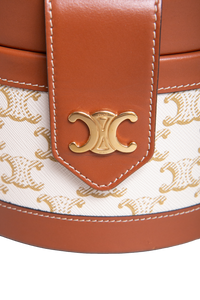 CELINE MEDIUM TAMBOUR BAG WHITE TRIOMPHE CANVAS BROWN