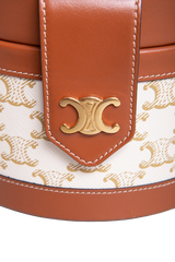 CELINE MEDIUM TAMBOUR BAG WHITE TRIOMPHE CANVAS BROWN