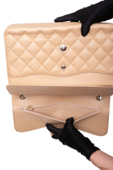 CHANEL CLASSIC DOUBLE FLAP JUMBO CAVIAR BEIGE - SILVER HDWR