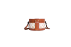 CELINE MEDIUM TAMBOUR BAG WHITE TRIOMPHE CANVAS BROWN
