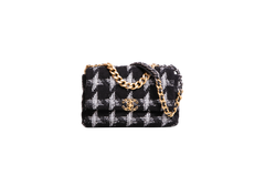 DESAPEGO BRUNA CARDOSO CHANEL 19 LARGE TWEED CHAIN BLACK/WHITE TWO-TONE HDWR