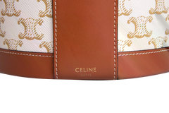 CELINE MEDIUM TAMBOUR BAG WHITE TRIOMPHE CANVAS BROWN