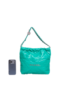 DESAPEGO BRUNA CARDOSO CHANEL 22 SMALL SHINY CALFSKIN GREEN-SILVER HDWR