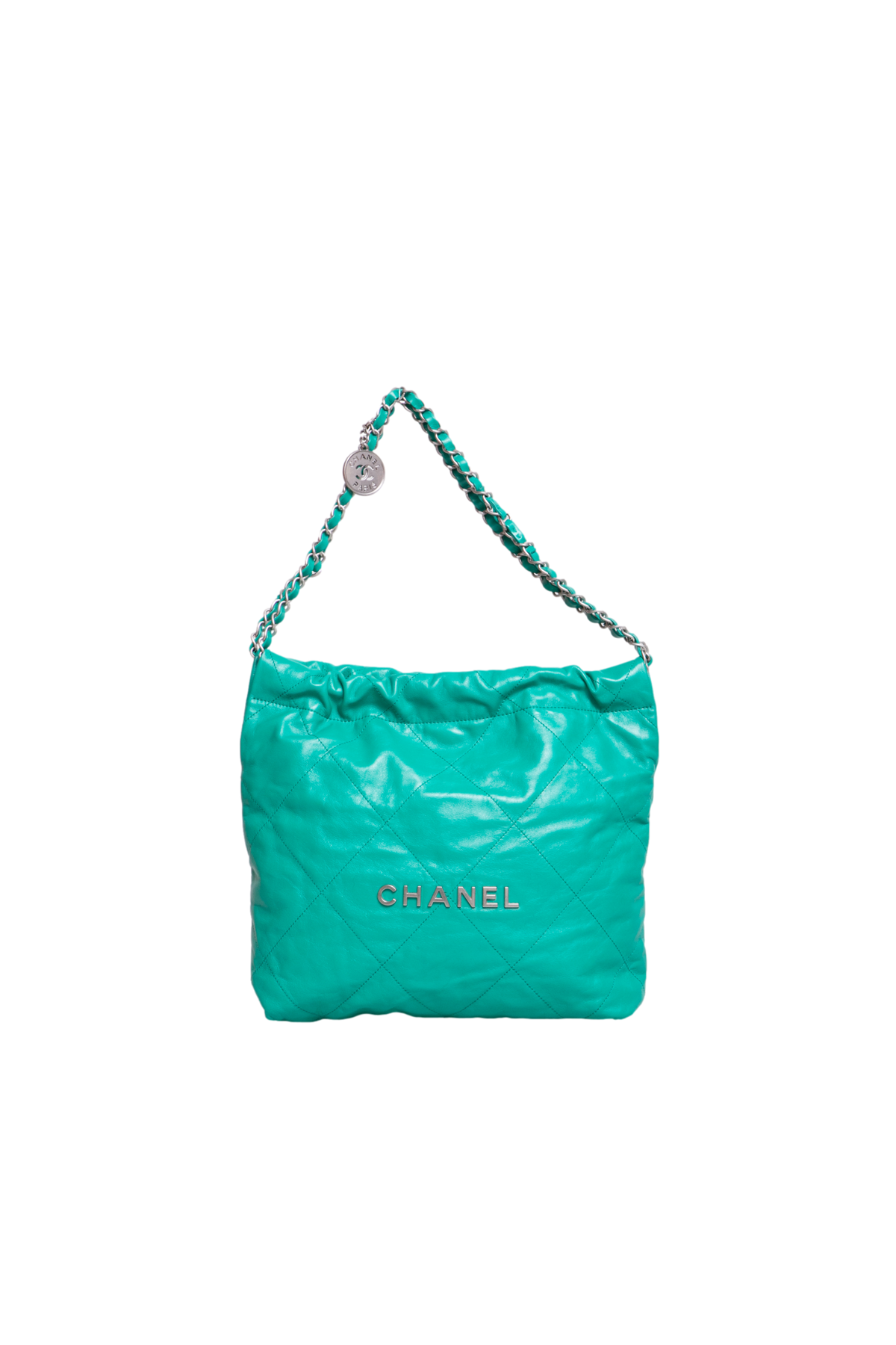 DESAPEGO BRUNA CARDOSO CHANEL 22 SMALL SHINY CALFSKIN GREEN-SILVER HDWR