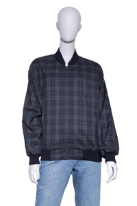 YSL CASSANDRE CHECKERED BOMBER JACKET BLEU/MARINE