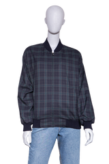 YSL CASSANDRE CHECKERED BOMBER JACKET BLEU/MARINE