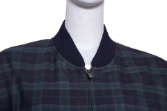 YSL CASSANDRE CHECKERED BOMBER JACKET BLEU/MARINE