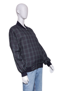 YSL CASSANDRE CHECKERED BOMBER JACKET BLEU/MARINE