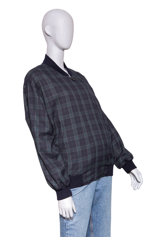 YSL CASSANDRE CHECKERED BOMBER JACKET BLEU/MARINE