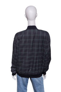 YSL CASSANDRE CHECKERED BOMBER JACKET BLEU/MARINE